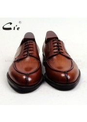 Cie-Men's Genuine Calfskin Leather Outsole Handmade Breathable Leather Brown Goodyear D143 Free Shipping