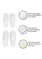 30 Pairs of Disposable Slippers, Soft Touch A+ Quality Closed Toe, Suitable for Hotel, Spa Guests, Travel Men and Women (White)