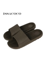 ISSACOCO Men Flat Indoor Massage Slippers Men Home Non-slip Massage Slippers Zapatos Hombre Beach Flip Flops Men Slides