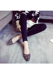 Tweed Brand Designer Flats Flats Elegant Women Work Office Shoes Comfortable Slip On Ballerina Zapatos De Mujer Shoes P515