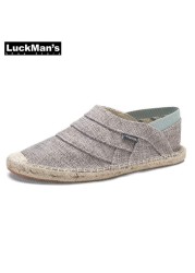 Men's Canvas Espadrilles, Casual Shoes Without Lace-up, Breathable, Handmade, Large Size 45