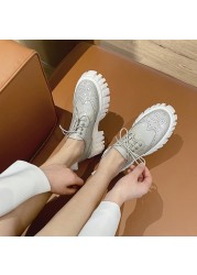 Spring/Autumn Women Shoes Round Toe Lace-Up Genuine Leather Flats Ladies Shoes 6cm Platform Casual Shoes For Woman Brogue