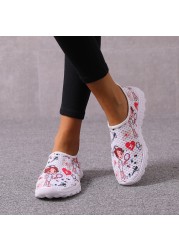 Women Comfortable Sneakers Casual Shoes Cartoon Nurse Print Women Sneakers Breathable Flat Shoes Zapatillas Mujer