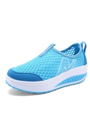 Women's Height Cushioning Shoes Casual Platform Breathable Soft Cushioning Sneakers Light Mesh Platform Vulcanized Shoes