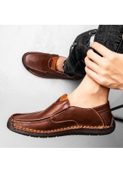 Handmade casual men's shoes men's shoes comfortable style lace-up men's loafers shoes men loafers large size 48