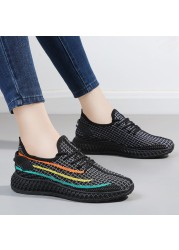 Spring Autumn Breathable Mesh Shoes Women Slip On Casual Walking Outdoor Sports Sneakers Koean Fashion Ladies Vulcanized Shoes