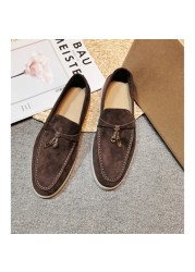 2021 spring autumn new suede solid color round toe with hardware classic pendants women high quality elegant flat shoes