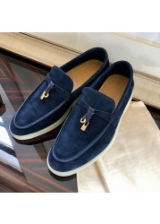 High quality loafers 2021 spring autumn men's flat loafers round head cowhide women's shoes