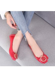 Women's PU Leather Ballerina Shoes Flat No Lace-Up Flat Shoes Fashion Summer