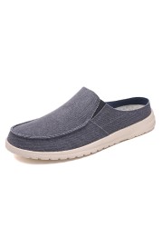 New Canvas Men Shoes Casual Breathable Driving ShoesSlip Easy To Wear Flat Shoes Men Soft Large Size Loafers