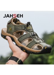 Size 38~48 New Sandals Genuine Leather Gladiator Sandals Brand Outdoor Beach Shoes For Men Summer Leather Casual Shoes Sneakers