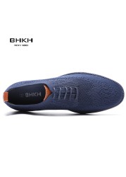 BHKH 2022 Breathable Knitted Mesh Casual Shoes Lightweight Smart Casual Shoes Office Work Shoes Men's Shoes