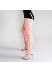 Women Sexy Over the Knee Thigh High Boots Female Fashion Pointed Toe Thin High Heels Long Botas Ladies Side Zipper Leather Boots