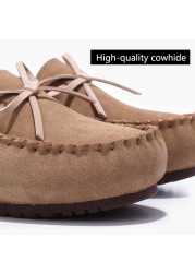 2022 women shoes winter warm 100% genuine leather flat shoes loafers slip on women flats plush shoes moccasins lady