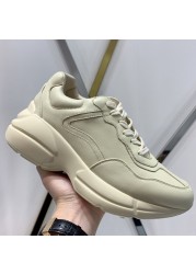 Fashionable classic leather sneakers, casual shoes that fit everything