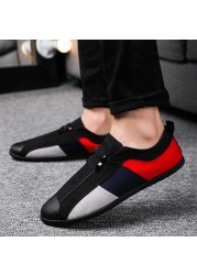 Loafers Men Canvas Shoes Sneakers Fashion Campus Breathable Casual Shoes Zipper Sneakers Shoes Trendy Color Matching Shoes