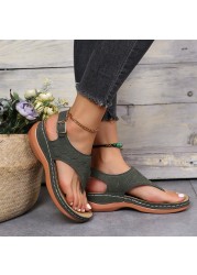 Female Wedges Sandals Plus Size 2022 Spring Autumn Gladiator Flats Slides Dress Fashion Platform Shoes Women Walking Slippers