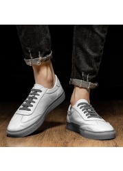 Luxury genuine leather shoes men's white sneakers casual shoes Korean version fashion casual shoes