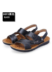 Men Beach Shoes Cow Sandals Quality Genuine Leather Non-slip Men Slippers Breathable Two Uses Men Sandals Men's Shoes