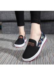 JERSEY-Women's Canvas Flats Canvas Shoes Comfortable Round Toe No Lace-up Plus Size 35-40 Casual Date F950 Spring Autumn