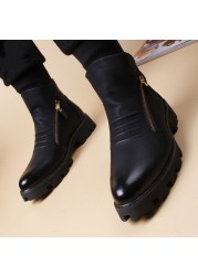 Brand Men Botas Hombre Ankle Boots Fashion Men Leather Chelsea Boots Men Moccasins Motorcycle Mens Warm Boots Men Work Shoes