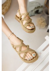 Women's Straw Sandals. Rope Sandals are Gold. Brown Sandals. Women's Sandals. Women's shoes.