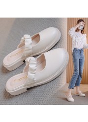 Baotou half slippers women's clothing 2021 spring and summer new net red fashion flat bottom lazy soft leather sandals