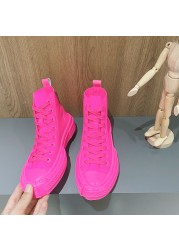 Women Classic Canvas Women's High Top Vulcanize Athletic Sneakers Women's Sneakers Flat Pink Casual Shoes Ins