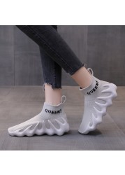 Autumn new women's sports shoes leisure breathable mesh muffin shoes flying woven shoes fashion women's shoes