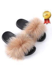 2022 New Summer Slippers Women Fuzzy Slides Fluffy Faux Fur Slippers Flat Furry Sandal Fashion Fur Flip Flop Amazing Woman Shoes