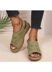 Remusi 2022 Summer Platform Sandals Non-Slip Women PU Leather Open Toe Wedges Sandalias Mujer Light Casual Beach Shoes Woman