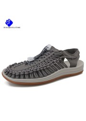 2022 summer men sandals fashion handmade fabric design beach sandals breathable casual flat sandals outdoor sandals large size