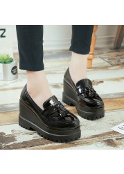 Lucifer 2022 Spring Autumn High Platform Wedges Pumps Women Tassel High Heel Casual Shoes Woman PU Leather Round Toe Shoes