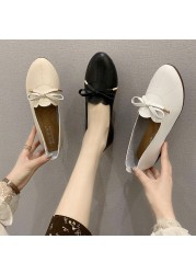 Spring Cute Bow White Elegant Gentle Low-heeled Casual Fashion Soft Women's Shoes Pregnant Women Go Out Comfortable Flat Shoes