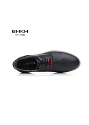 BHKH 2022 Genuine Leather Dress Shoes Comfortable Men Casual Shoes Smart Business Office Work Lace-up Men Shoes