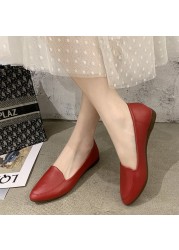 Spring new simple pointed toe Korean women's shoes fashion street breathable lightweight pregnant women comfortable flat shoes