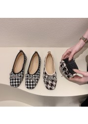 Spring new fashion hh9st shallow mouth casual women's shoes cute bow French style design breathable elegant flat shoes