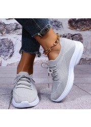 Rimocy Spring Summer Breathable Mesh Sneakers For Women Platform Casual Sneakers Running Shoes Woman Plus Size Green Knit Sneakers