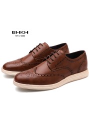 BHKH 2022 Autumn Genuine Leather Men Dress Shoes Fashion Lace-up Man Casual Shoes Work Smart Work Office Shoes light weig