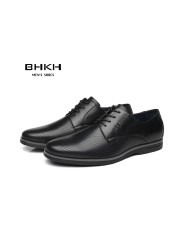 BHKH 2022 leather men casual shoes work office lace-up light dress men shoes