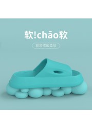 Couple slippers female summer solid color stepping on the shit men slippers tide home indoor and outdoor simple non-slip sandals