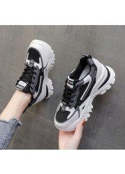 Rimocy 2022 New Women Breathable Sneakers Chunky Mesh Lace Up Walking Shoes Woman Sneakers Thick Bottom Platform Vulcanizing Shoes