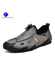 2022 New Summer Men's Soft Leather Casual Shoes Luxury Fashion Soft Loafers Moccasins Breathable Non-Slip Driving Shoes Big Size