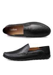 Genuine Leather Men Shoes Luxury Formal Moccasin Shoes No Lace Up Black Brown Italian Driving Shoes 2020