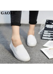 New Leather Women Fltats Casual Leather Shoes For Women Spring Summer Flat Shoes Ladies White Leather Loafers Zapatos Mujer