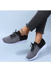 Rimocy Breathable Women Running Shoes Spring 2022 Mix Color Knitted Platform Sneakers Women Soft Sole Mesh Casual Shoes Flats