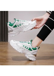 Rimocy 2022 Spring Women Platform Shoes Breathable Mesh Chunky Sneakers Women Spring Autumn Thick Bottom Lace Up Casual Shoes