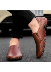 Men's casual genuine leather shoes, waterproof moccasin shoes, comfortable driving sports shoes, men's fashion