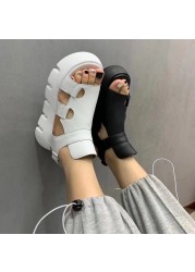 Women's sandals 2021 summer new fashion thick bottom breathable Eugene yarn mesh magic splice Roman sandals hook and loop