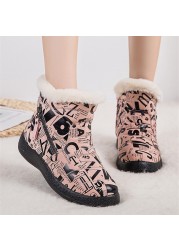 Rimocy Fashion Women Snow Boots Waterproof Flat Platform Warm Ankle Boots Woman Letter Winter Shoes 2021 New Plus Size 35-43